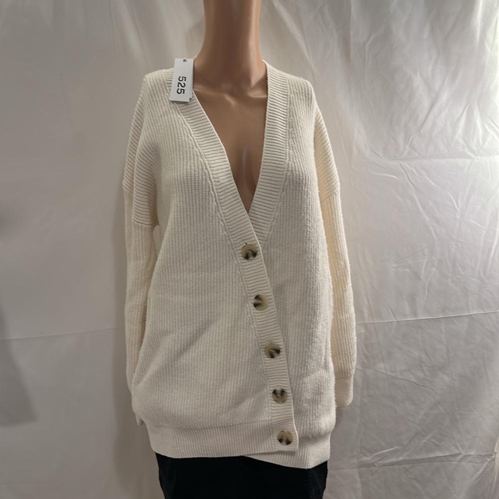 New 525 Evelyn Asymmetrical Luxe Oversized Cardi in Sea Salt cream - Picture 5 of 5
